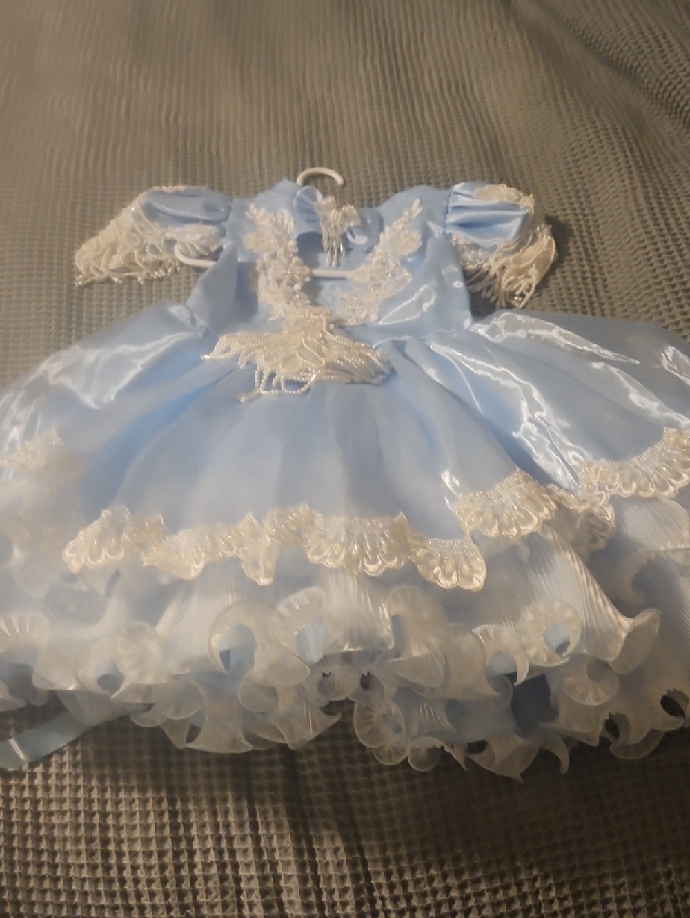 Blue Lace Trim Princess Costume Dress for Kids